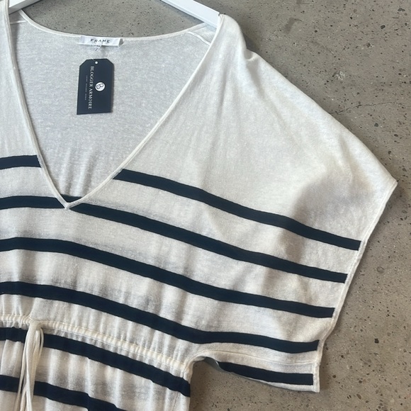 Frame White Multi Striped Knit Drawstring Maxi Dress - Picture 3 of 12